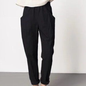 Elizabeth Suzann Clyde Work Pants Black Midweight Linen (8 Tall)